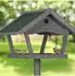Relaxdays Vogelfutterhaus mit Standfuß, Holz, grau/grün, 139x70x60cm (10038401)