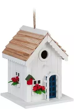 Relaxdays Vogelvilla Deko-Vogelhaus, Holz, mehrfarbig, wetterfest