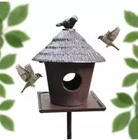 Relaxdays Vogelfutterhaus Mit St&auml;nder, Gusseisen, Futtersilo, Garten & Terrasse,