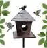 Relaxdays Vogelfutterhaus, Gusseisen, braun, freistehend mit Ständer, 110cm