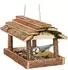 Relaxdays Vogelfutterhaus Holz mit Rinde und Moos, zum Hängen, 19x21x23cm