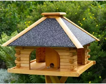 Deko Shop Hannusch Vogelhaus V20 XXL mit Solarbeleuchtung, imprägniertes Strukturputzdach