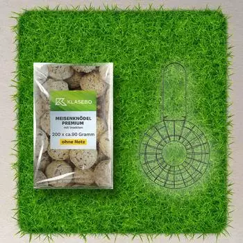 Klasebo Vogelfutter-Set 200 Insekten-Suet-Kn&ouml;del mit Metallhalter &Oslash;24&times;8cm