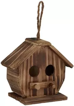 Relaxdays Vogelhaus h&auml;ngend, Holz, braun, 19x28,5x10,5cm