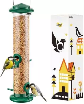 LuxusKollektion Vogelfutterspender zum Aufh&auml;ngen, Metall, gr&uuml;n, 4 Futterstellen