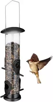 Relaxdays Vogelfutterspender, Metall/Kunststoff, 0,2kg (13x42x13cm)