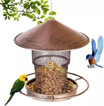 LuxusKollektion Vogelfutterhaus zum Aufh&auml;ngen, wetterfest, Metall, mit Dach