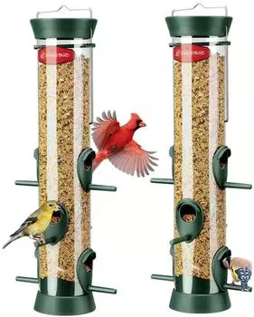 LuxusKollektion Vogelfutterspender 38cm mit 6 Anflugstangen, gr&uuml;n