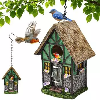 LuxusKollektion Vogelhaus aus Harz zum Aufhängen, wetterfest, 19,7x14,2x9,2cm