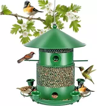 LuxusKollektion Vogelfutterhaus zum Aufhängen, Metall, grün, 2l