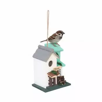 Relaxdays Deko Vogelhaus Landhausstil, Holz, zum Aufhängen, 23x18x13cm