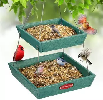 LuxusKollektion Vogelfutterstation 2-st&ouml;ckig, recycelter Kunststoff, gr&uuml;n, 2,3kg