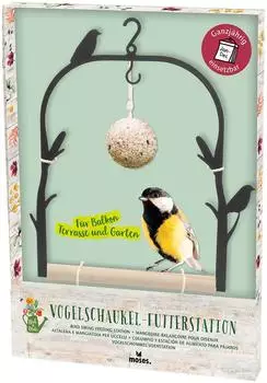 moses. Verlag Blatt & Bl&uuml;te 2-in-1 Vogelschaukel & Futterstation, Holz/Metall (87191)