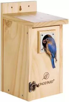 LuxusKollektion Vogelhaus Holz mit Raubtierschutz, blau, 3,8cm Einflugloch