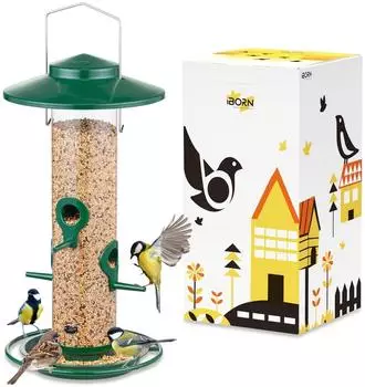 LuxusKollektion Vogelfutterspender Metall, gr&uuml;n, 4 Futter&ouml;ffnungen, 1,5 Pfund