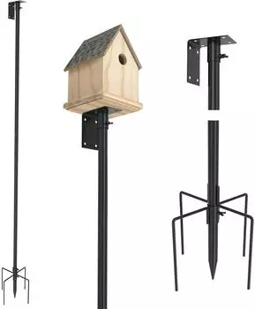 LuxusKollektion Vogelhaus-Ständer verstellbar 203cm mit Erdspieß, schwarz