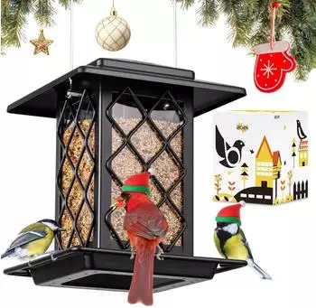 LuxusKollektion Vogelfutterspender Laternenstil, Metall, schwarz, 1,1kg