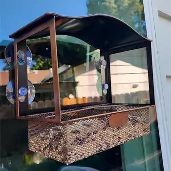 LuxusKollektion Vogelfutterspender f&uuml;r Fenster, Metall, mit Saugn&auml;pfen