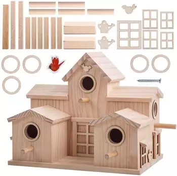 LuxusKollektion Vogelhaus mit mehreren Eing&auml;ngen, Kiefer natur