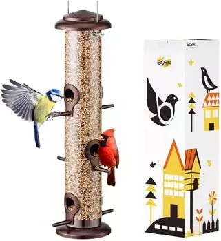 LuxusKollektion Vogelfutterspender Metall, 6 Anflugpl&auml;tze, 38cm, kaffeefarben