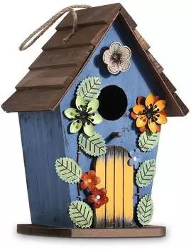 LuxusKollektion Vogelhaus Nistkasten, Holz, h&auml;ngend, blau, 40mm Einflugloch