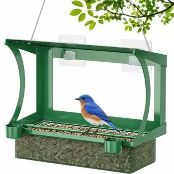 LuxusKollektion Vogelfutterhaus 2-in-1 Fenster & Aufh&auml;ngung, Metall, wetterfest