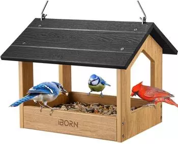 LuxusKollektion Pavillon-Vogelfutterstation h&auml;ngbar, WPC, schwarz/braun