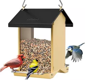 LuxusKollektion Vogelfutterspender Metall, wetterfestes Dach, 8 Entw&auml;sserungs&ouml;ffnungen, 3,2lbs