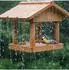 Relaxdays Vogelfutterhaus zum Aufhängen, Holz, orange, 22x26x22cm