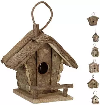 Relaxdays Vogelhaus rustikal, Holz, 20,5x28,5x17,5cm