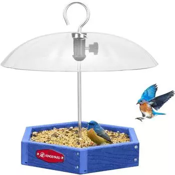 LuxusKollektion Vogelfutterhaus zum Aufh&auml;ngen, verstellbares Dach, blau