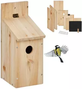 Relaxdays Vogelhaus Bausatz DIY, Holz, 11,5x29,5x17cm