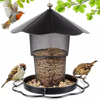 LuxusKollektion Vogelfutterstation h&auml;ngend, klappbar, eichh&ouml;rnchensicher, schwarz