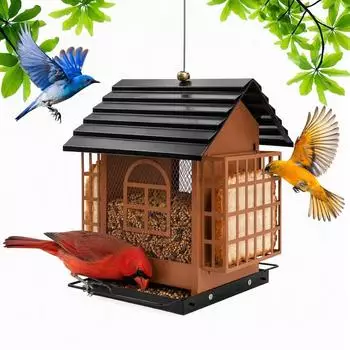 LuxusKollektion Vogelfutterhaus aus Metall, eichh&ouml;rnchensicher, 2 Suet-K&auml;fige, 2,5L