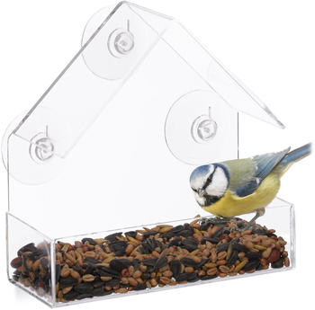 Relaxdays Fenster-Vogelfutterhaus 15x15x7cm