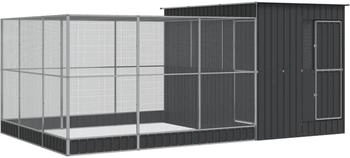 vidaXL Voliere mit Erweiterung Silbern Stahl (3214263)