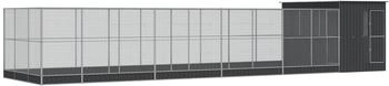 vidaXL Voliere mit Erweiterung Silbern Stahl (3214266)