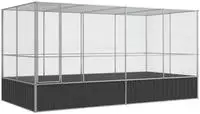 vidaXL Voliere mit Erweiterung Silber 418 x 207 x 212 cm Stahl