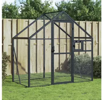 vidaXL Vogelvoliere mit Maschendraht Aluminium anthrazit