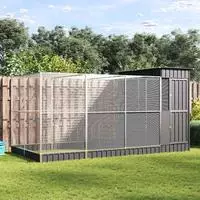 vidaXL Voliere mit Erweiterung Silber 416 x 203 x 216 cm Stahl