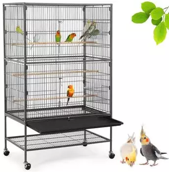 Yaheetech Vogelvoliere mit 2 Türen 52 x 79 x 132 cm
