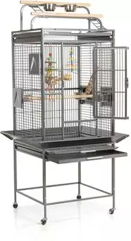 montana: Finca Play Vogelkäfig/Voliere für Sittiche & Papageien, antik, 77x71x165cm (Finca Play)