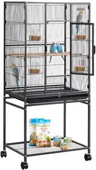 VEVOR Vogelkäfig Schmiedeeisen 625x425x1370mm mit Rollen (843)