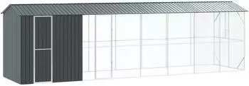 vidaXL Voliere mit Erweiterung, verzinkter Stahl, anthrazit, 210x838x247cm (3325155)