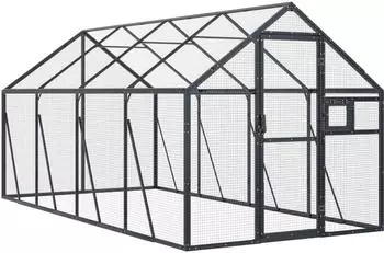 vidaXL Voliere 1,79x4x1,85m Aluminium, verzinktes Drahtgeflecht, anthrazit (3155803)