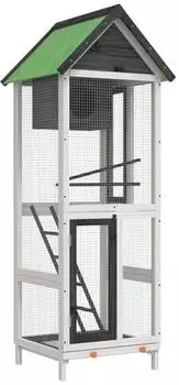vidaXL Vogelhaus 60x58,5x160cm Kiefernholz massiv, grau