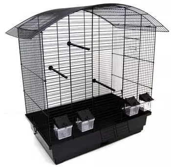Ollesch Vogelkäfig für Wellensittiche, Kanarien & Exoten, schwarz