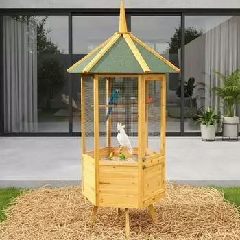 Feel2Home Vogelvoliere 6-Eck XXL, Holz