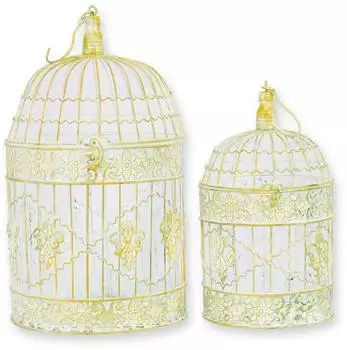 Aubaho Vogelkäfig-Paar Replikat, Eisen, Retro-Design