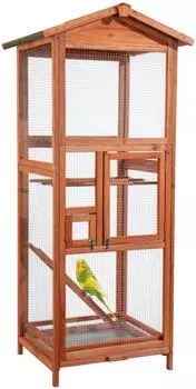 Wiltec Vogelvoliere aus Holz 72x63x168cm, 2 T&uuml;ren (65986)